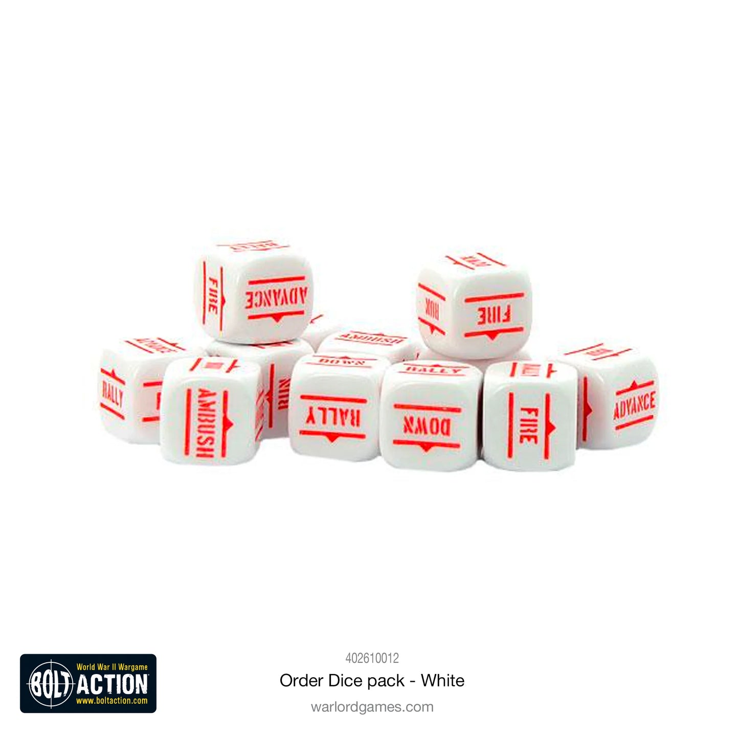 Bolt Action Orders Dice Pack - White