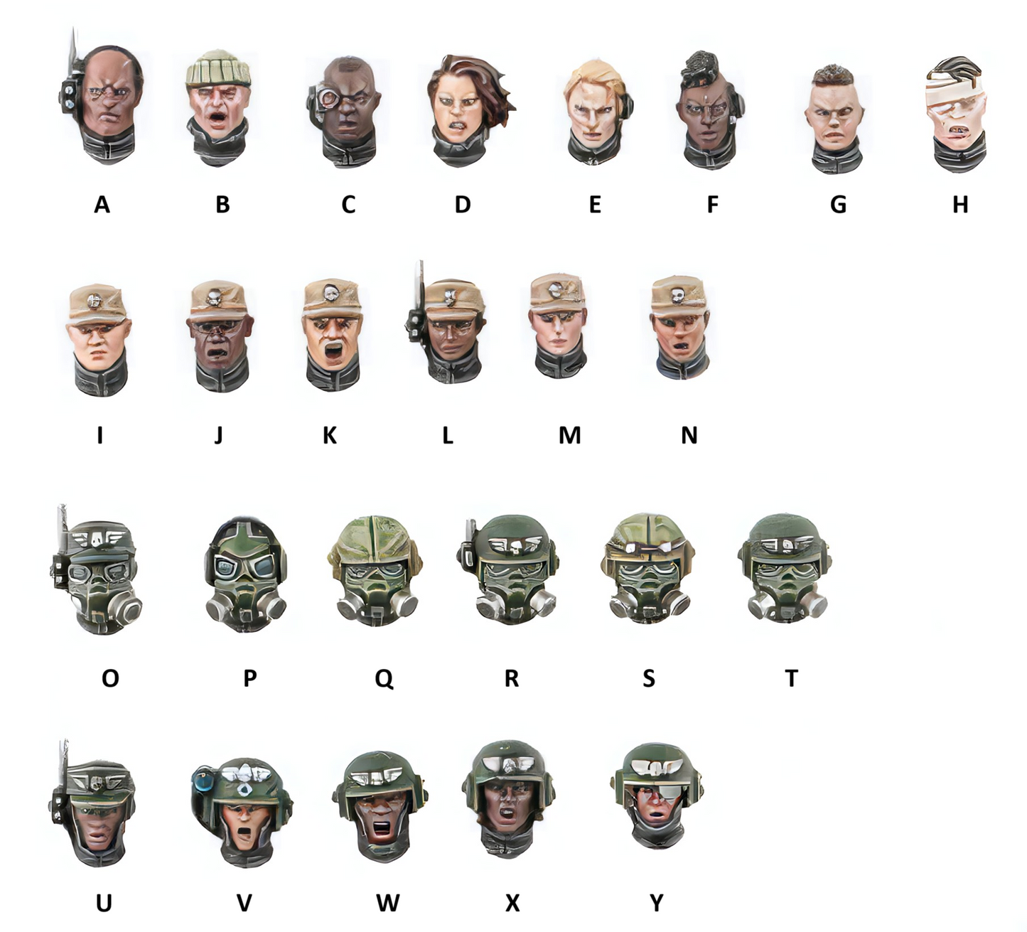 Astra Militarum Heads Cadian upgrades.