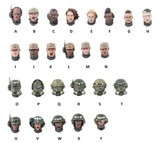 Astra Militarum Heads Cadian upgrades.