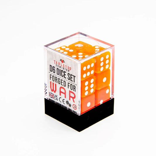 16mm D6 | Transparent Orange | Square Edge | 12 Pack