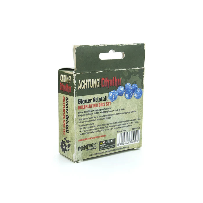 Achtung! Cthulhu 2d20: Blauer Kristall Dice Set