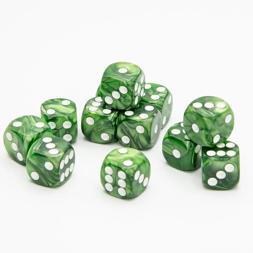 16mm D6 | Pearl Green | Round Edge | 12 Pack