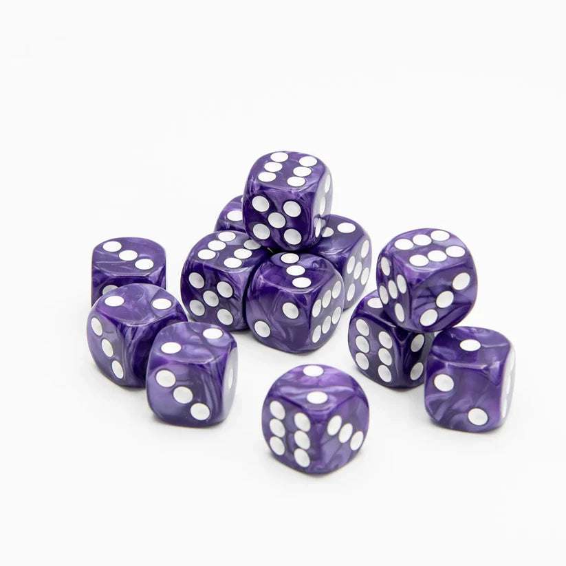 16mm D6 | Pearl Purple | Round Edge | 12 Pack