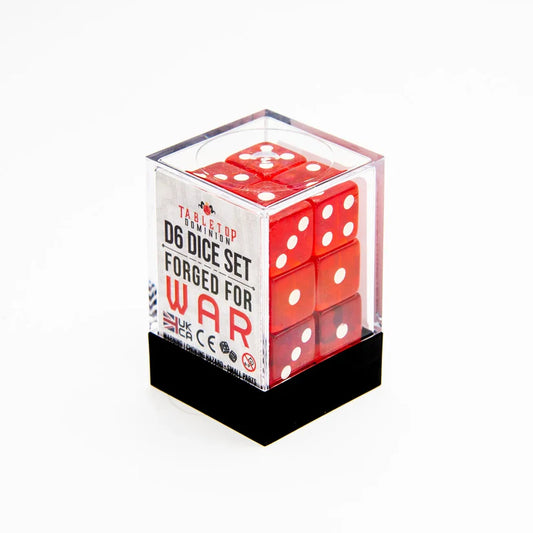 16mm D6 | Transparent Red | Square Edge | 12 Pack